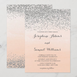 Silber- und Pfirsichorange-Hochzeit Einladung