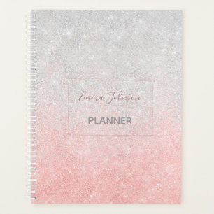 Silber und Rosa Glitzer Ombre Luxury Design Planer