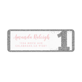 Silber und Rosa Imitate Glitzer Erster Geburtstag