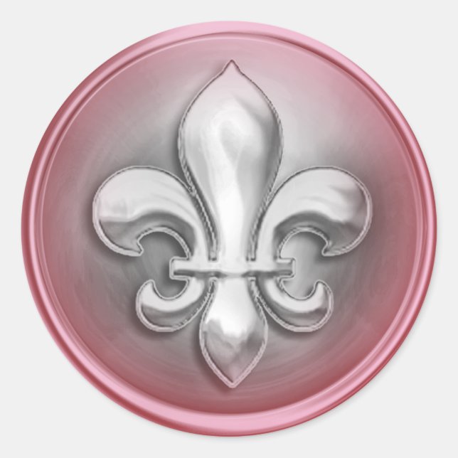 Silber und Rosa Lilie mit Prägung Runder Aufkleber (Vorderseite)