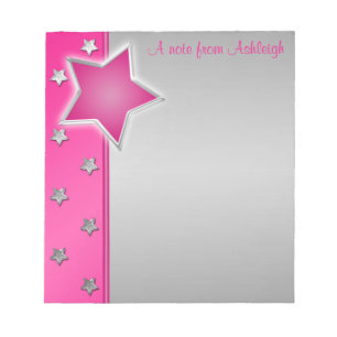 Silber und Rosa Stars Notepad Notizblock