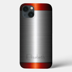 Silber und Rot Edelstahlmetall Case-Mate iPhone Hülle