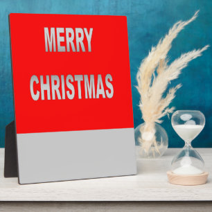 Silber und Rot frohe Weihnachten Fotoplatte