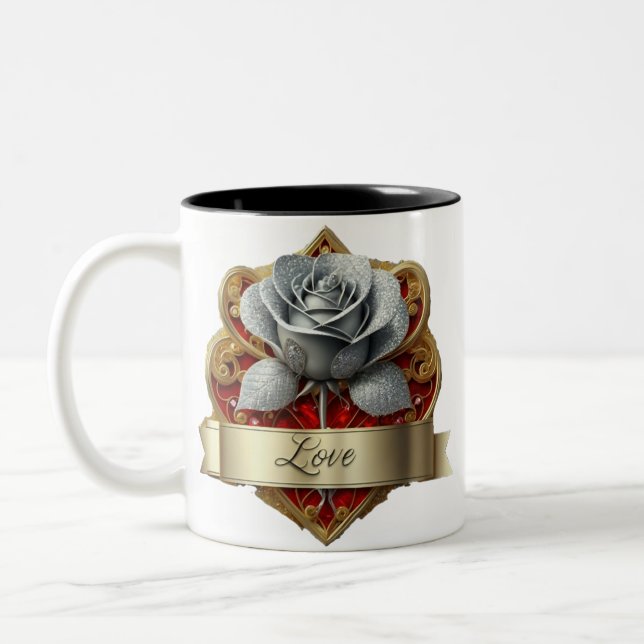 Silber und Rote Rose Zweifarbige Tasse (Links)