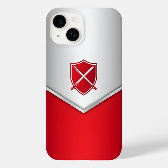 Silber und Roter Schild mit überkreuzten Schwerter Case-Mate iPhone Hülle (Rückseite)