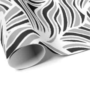 Silber- und Schwarz-Blätter Geschenkpapier