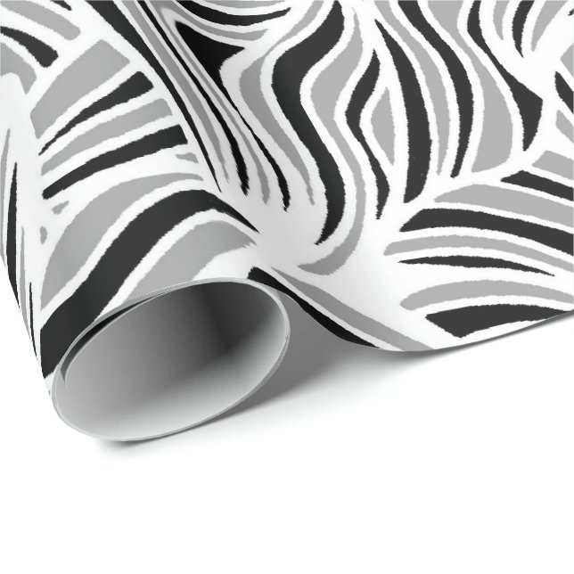 Silber- und Schwarz-Blätter Geschenkpapier (Rolleneckpunkt)