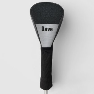 Silber- und Schwarz-Diamant-Plattenmuster mit Name Golf Headcover