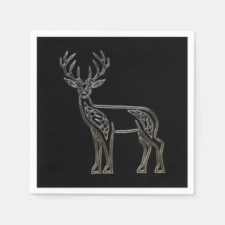 Silber und Schwarz Hirsche keltische Art Knoten Serviette