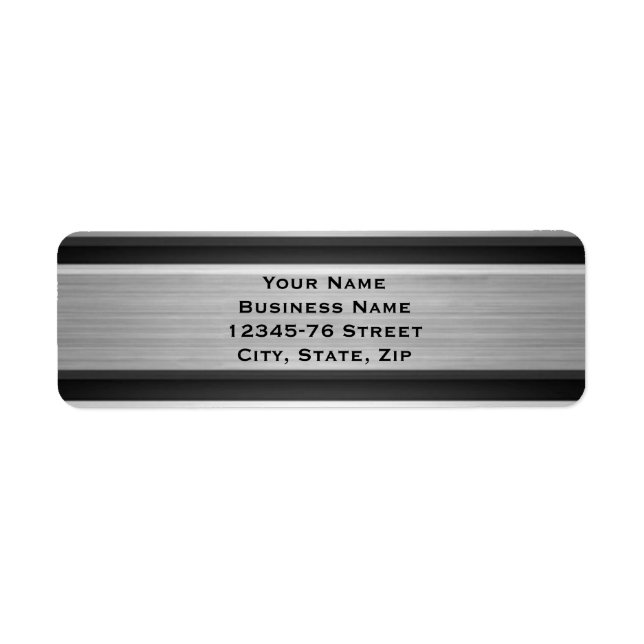 Silber- und Schwarz-Metal-Look Rücksendeadresse (Vorne)