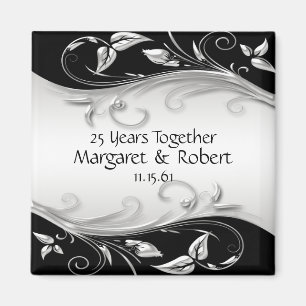 Silber und Schwarz zum 25. Jubiläum Magnet