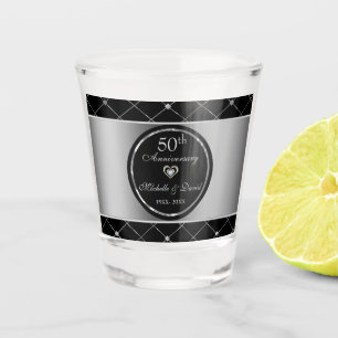 Silber- und schwarze Diamantformteile Schiebeglas Schnapsglas