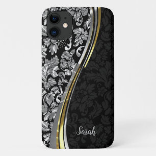 Silber und schwarzer Damast Case-Mate iPhone Hülle