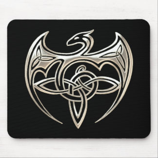 Silber und Schwarzer Drache Trine keltische Knospe Mousepad