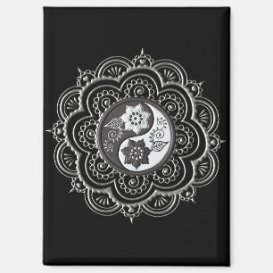 Silber- und schwarzes Mandala Magnet