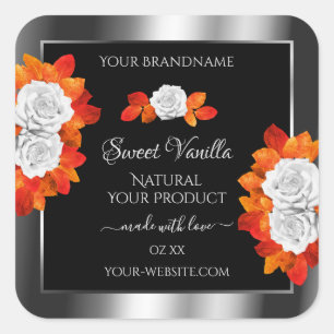 Silber- und Schwarzweißproduktkennzeichnungen Oran Quadratischer Aufkleber