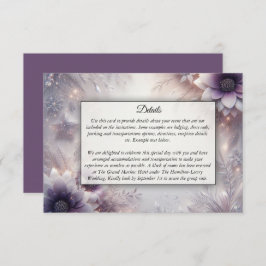 Silber und weiche Amethyst Winterblüten Hochzeit Begleitkarte