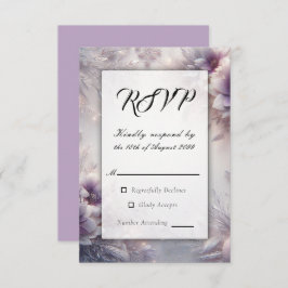 Silber und weiche Amethyst Winterblüten Hochzeit RSVP Karte