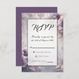 Silber und weiche Amethyst Winterblüten Hochzeit RSVP Karte
