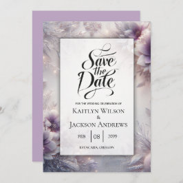 Silber und weiche Amethyst Winterblüten Save The Date
