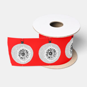 Silber und Weiß Ornament Roter Band Satinband
