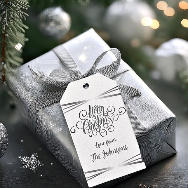 Silber und Weiß personalisierte Weihnachten Geschenkanhänger (Von Creator hochgeladen)