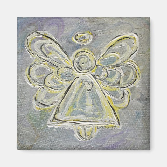 Silber und Weißer Engel Magnet (Vorne)