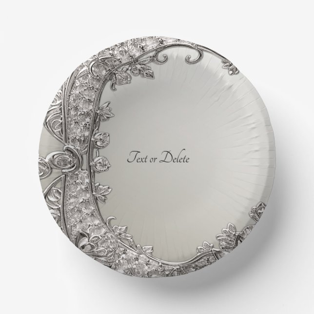 Silber Verziert Modern Pappteller (Vorderseite)