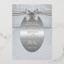 Silber Vintag mit Bow Wedding Einladung