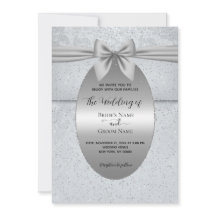 Silber Vintag mit Bow Wedding Einladung