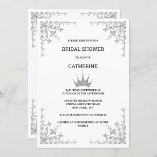 Silber Vintage Blumenecken Tiara minimalistisch Einladung