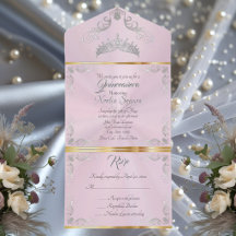 Silber Vintage Border Quinceanera - Pastellrosa