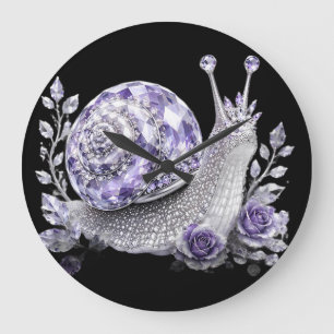 Silber-Violetter Kristallschnecke Große Wanduhr