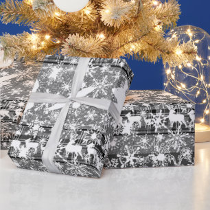 Silber Weihnachten und Schnee Wrapping Papier Geschenkpapier