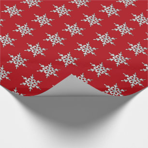 Silber & Weiß Schneeflocke auf tiefrot Geschenkpapier