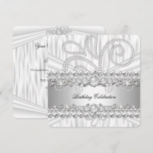 Silber Weiße Diamanten Perle Elegante Geburtstagsf Einladung