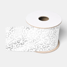Silber White Leopard Print Ripsband