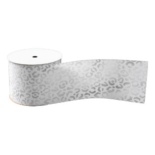 Silber White Leopard Print   Ripsband