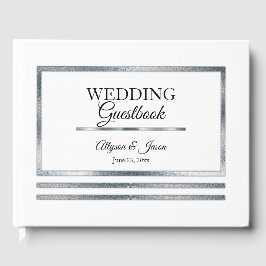 Silber | White Modern Simple Elegante Wedding Gästebuch