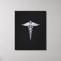 Silber wie Caduceus Medical Symbol auf schwarzer D