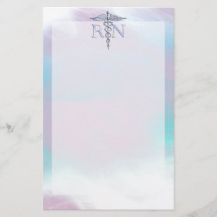 Silber wie RN Caduceus Medical Mother Pearl Briefpapier