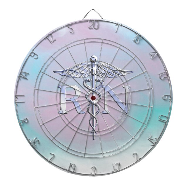 Silber wie RN Caduceus Medical Mother Pearl Dartscheibe (vorne)