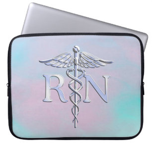 Silber wie RN Caduceus Medical Mother Pearl Laptopschutzhülle