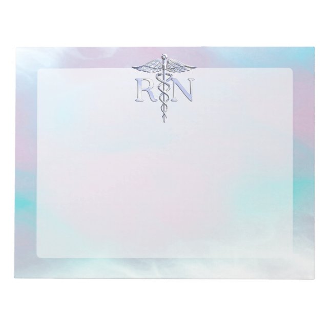 Silber wie RN Caduceus Medical Mother Pearl Notizblock (Vorderseite)