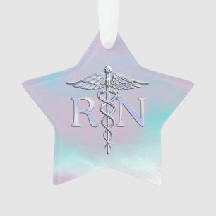 Silber wie RN Caduceus Medical Mother Pearl Ornament