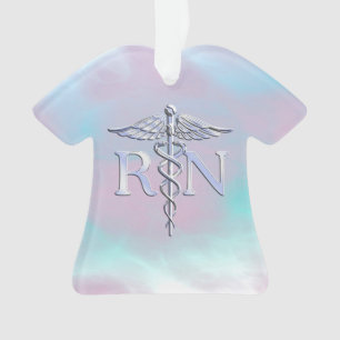 Silber wie RN Caduceus Medical Mother Pearl Ornament