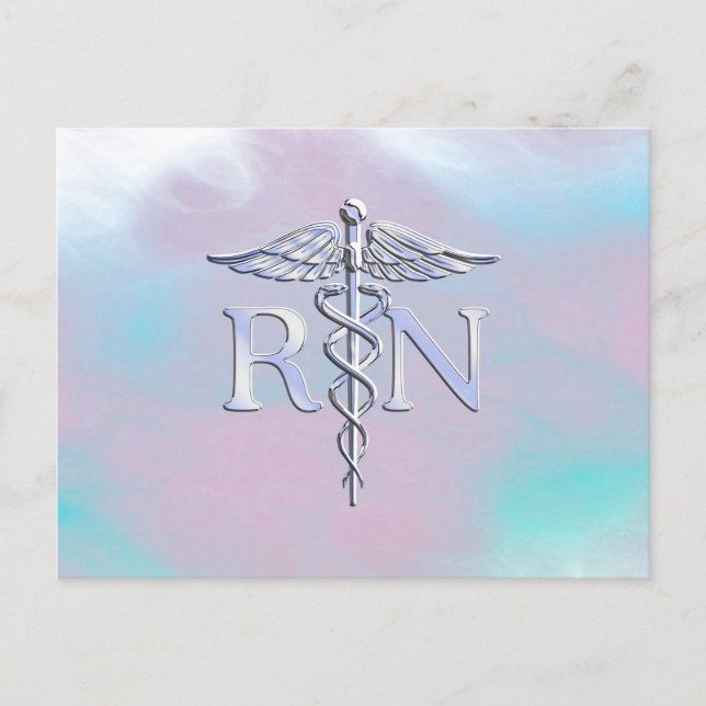 Silber wie RN Caduceus Medical Mother Pearl Postkarte (Vorderseite)