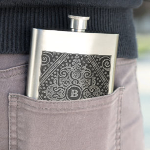 Silber Ziermittel Mit Monogramm Flachmann