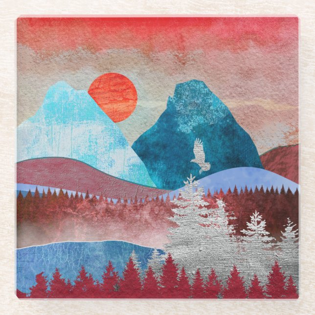 Silberadler-Landschaft Glasuntersetzer (Vorderseite)