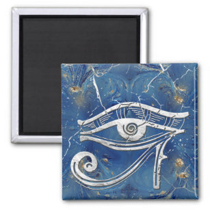 Silberägyptisches Auge des Horus auf blauem Marmor Magnet